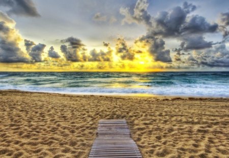 amazing ocean sunset - clouds, sea, sunset, beach