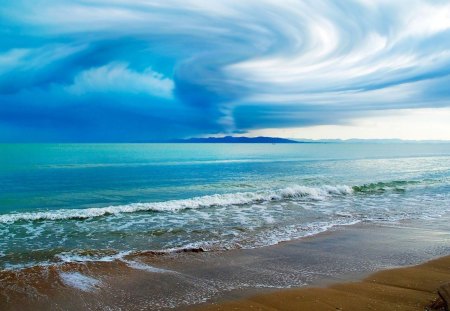 amazing sky over sea - clouds, sea, beach, sky