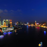 huangpu river in shanghai at night