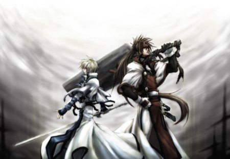 Ky Kiske & Sol Badguy - male, duo, ky kiske, guilty gear, weapons, games, video games, sol badguy