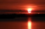 red sunset on a big river