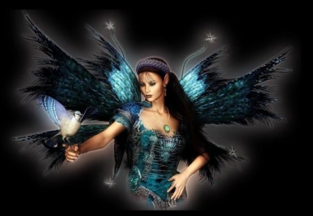 ~ Otshelnik - wings, girl, fantasy, bird