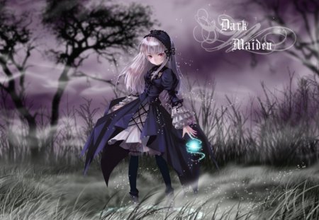 dark maiden anime - anime, dark, forest, maiden