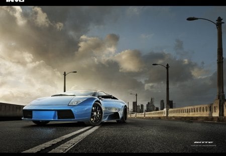 lamborghini gallardo blue - road, gallardo, lamborghini, blue