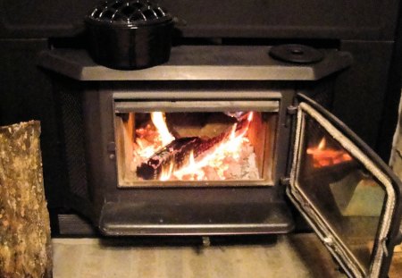 Warm fire - cold, winter, fire, wood