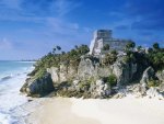 maya ruins on a beach in cancun mexico