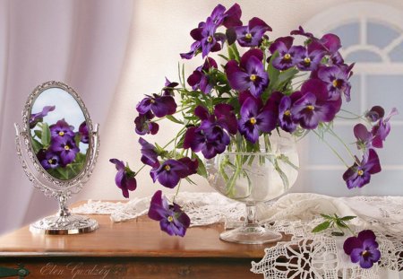 Lovely pansies - flowers, violet, lovely, pansies