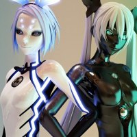 Phosphorescent Rin  and Carbon Black Miku