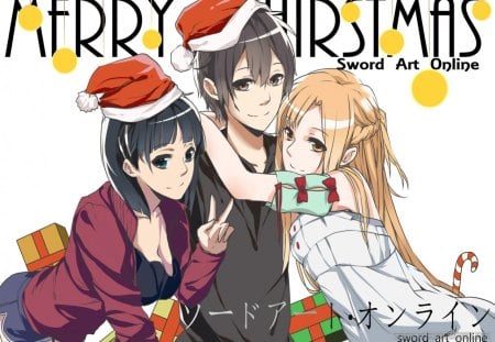 Christmas SAO - online, asuna, sugu, sao, kirito, offline