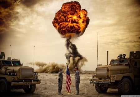 Shock & Awe - usa, us army, explosion, nuclear explosion, shock and awe, us flag