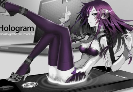 What Can I Help You With? - anime, purple, ipod, girl