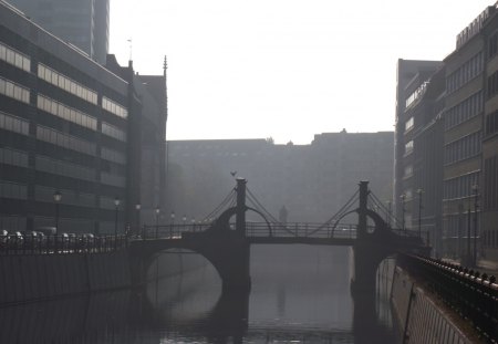 Berlin in Fall - morning, fall, dove, river, berlin, bridge