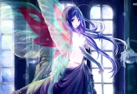 ~Beautiful Wings~ - woman, princess, lady, girl, light, butterfly wings, colorful, accel world, kurohime, virtual, butterfly, online, beautiful, anime