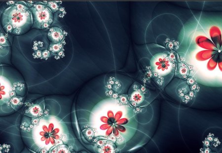 Floral - flowers, abstract, floral, light, fractal