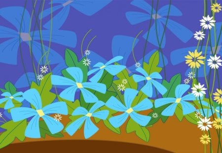 Little Blue Flowers - flowers, garden