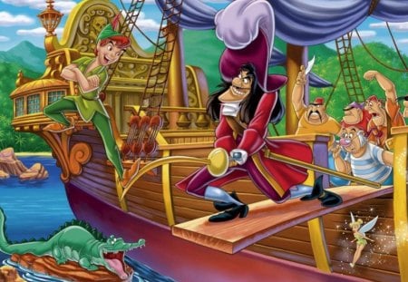 Captain Hook - captain hook, ship, pirates, crocodile