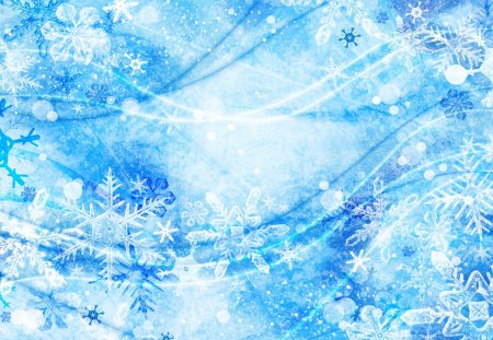 Pure Snowflakes - winter, snowflakes, blue, swirls