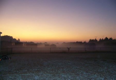 foggy morning - foggy, sunset