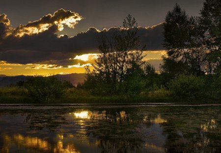 Sunset at corel pond - sunsets, nature