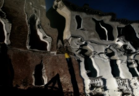 Refelcted Venice - water, venice, old, canal, italy, reflection, sky, building