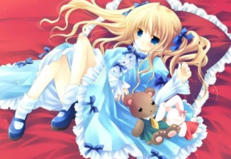 Blue Dress - stuffed animal, anime girl dress, cute, anime