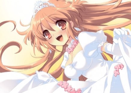 Wedding Day - smile, anime, anime girl, wedding dress