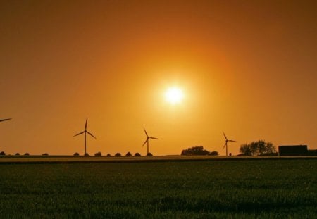 windmills - fun, nature, cool, sunset