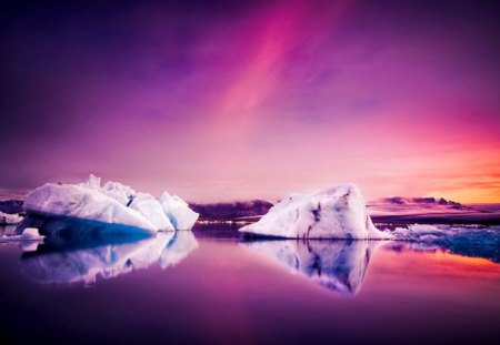 Amazing winter sky - pretty, amazing, reflection, iceberg, frost, lake, nice, cloudy, sky, clouds, winter, water, beautiful, lovely, icy, colorful, river, ice, frozen, sunset