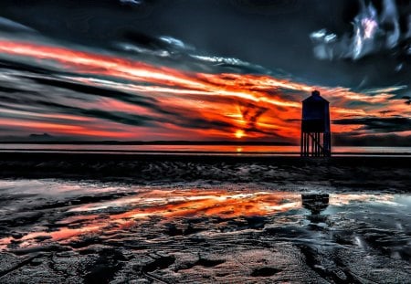 Reflection - beach, splendor, sunrise, reflection, sky, ocean view, clouds, sunlight, beautiful, sea, beauty, colors, lovely, ocean, nature, sunset, peaceful