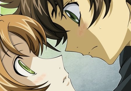 Almost Kiss - pixiv, vector, suzaku, anime, shirley, morrow, code geass, fanart