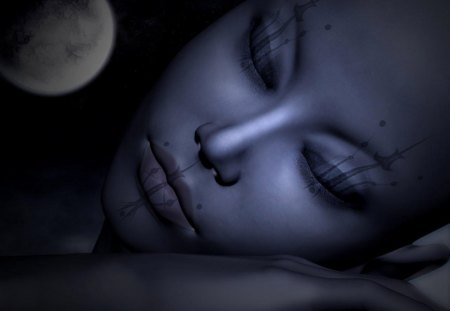 night dream - 3d art, 3d image, 3d face, dark fantasy