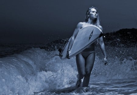 Surf Girl - sport, ocean, surf, girl, sea, waves