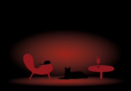 living room :) - minimalism, cat, mouse, dark, abstract