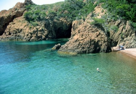 --- Beach --- - nature, beaches, sky, ocean, beach, blue, sand, rocks