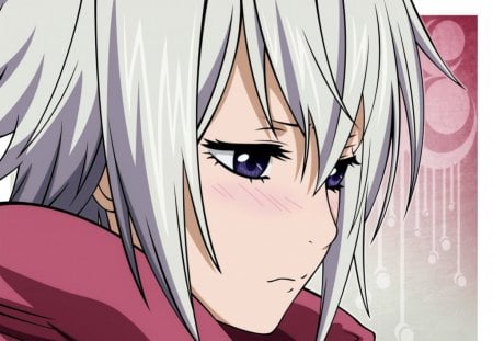 Roda - tegami bachi, girl, anime, blush, sweet, purple eyes, short hair, cute, white hair, roda