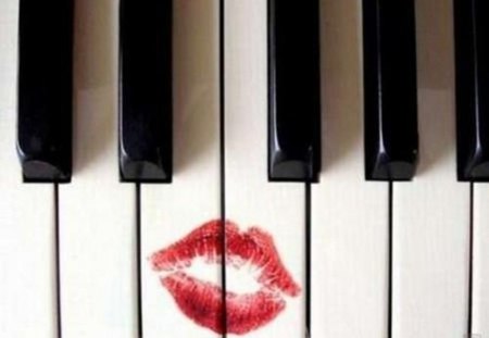 Sealed with a kiss - keys, piano, lip collage, lipstick