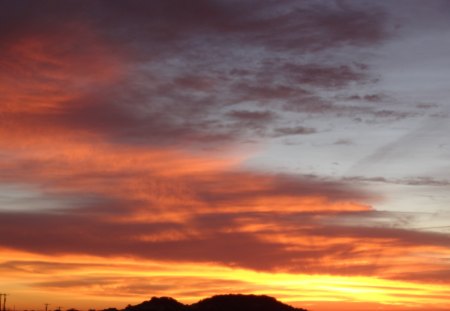 Fire Hill - sky, hill, clouds, sunrise, dawn