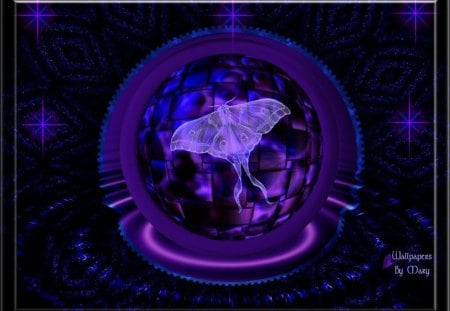 Deep Purple Magic - purple, abstract, butterfly, globes, blue, butterflies