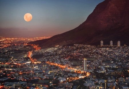 amazing cape town panorama - moon, cape, amazing, town