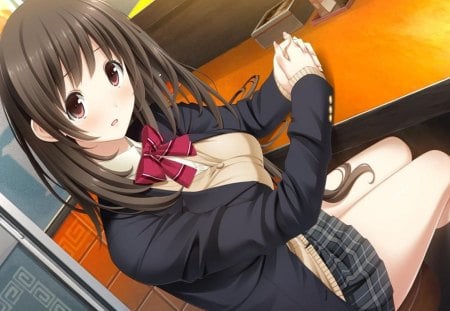 Ashikawa Yukino - school uniform, cg, long hair, game, girl