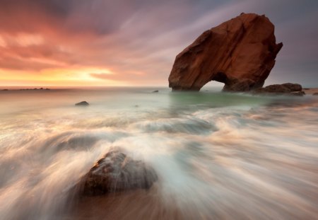 Sunset - sky, water, clouds, sunset, ocean, nature