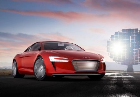 audi e tron - tron, cars, audi, red