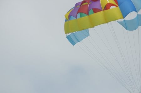 Parasailing in the Bahamas - yellow, parasail, blue, red, Photography, Water Sports