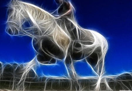 horse in 3d - beauty, horse, blue, 3d