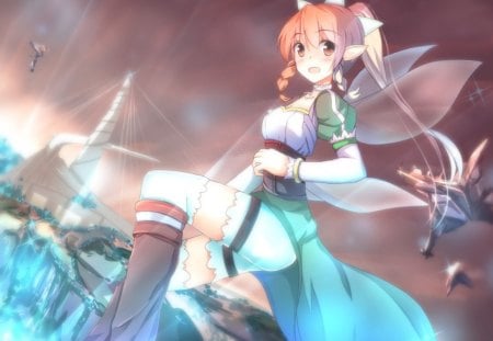 Suguha Kirigaya (Lyfa) - pretty, anime, online, girl, cute, sword, art