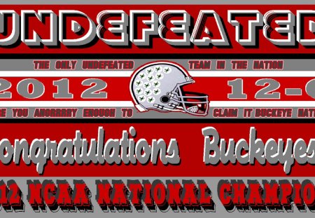 2012 UNDEFEATED NATIONAL CHAMPIONS - BUCKEYES, 2012, FOOTBALL, STATE, OHIO