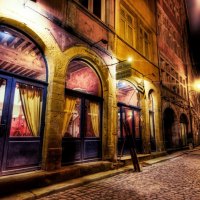 late night on a side street in paris hdr