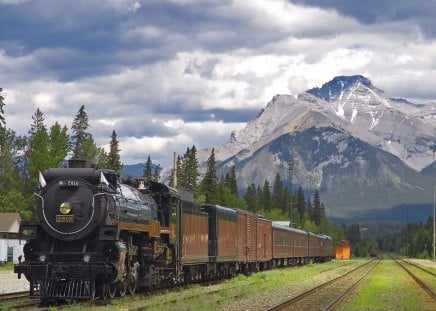 train railroad rails mountains - train, rails, railroad, mountain