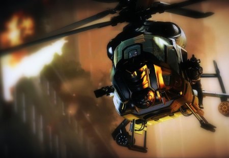 crysis - helicopter, attack, fire, shooter