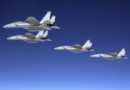 F-15 Eagle Formation Flight - f15, eagle, sky, flight